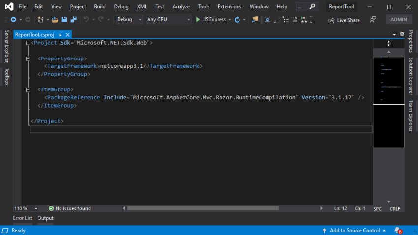 Basic settingsconfiguration of .Net Core Web Application